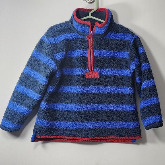 Next Fleece Top Half Zip Blue Black Stripes Sweatshirt Size 3/4T - Picture 1 of 5